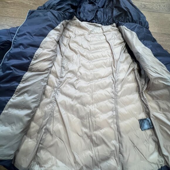 Laundry by Shelli Segal Asymettrical Packable Puffer Jacket Navy/Gold Sz L - Picture 11 of 14